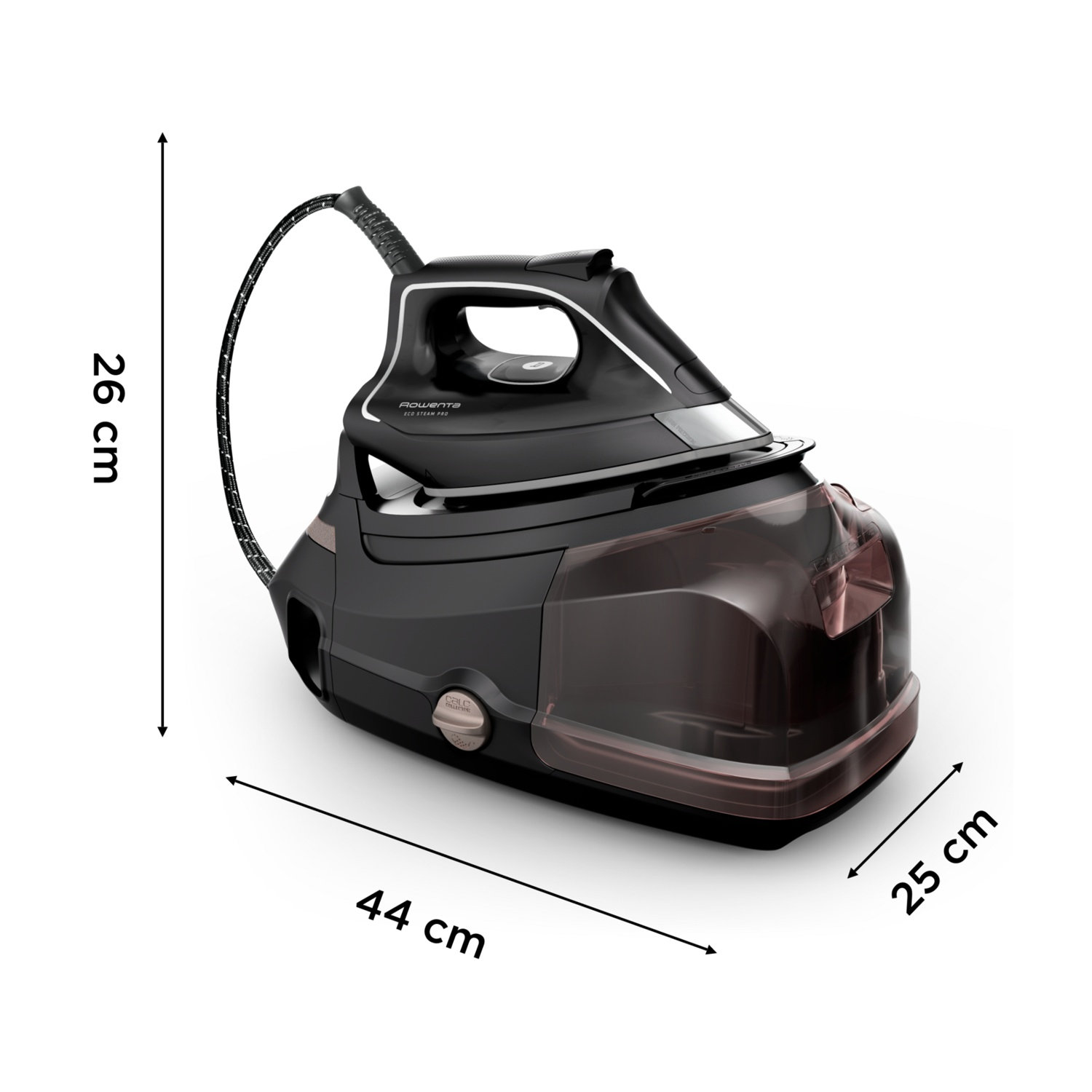 Ferro nero con dimensioni: 44 cm lungo, 25 cm largo e 26 cm alto.