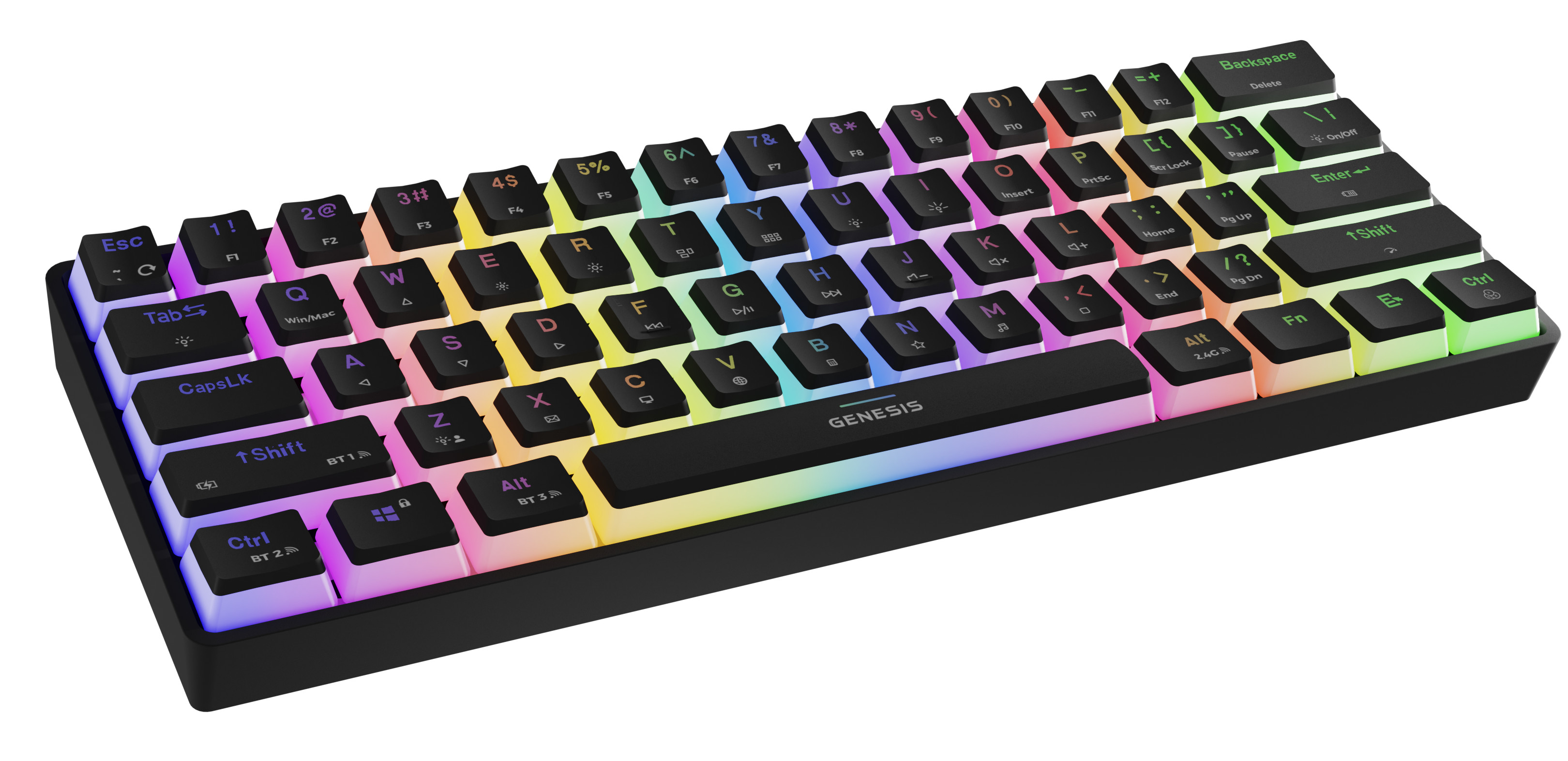 Kolorowa, kompaktowa, podświetlana klawiatura mechaniczna.