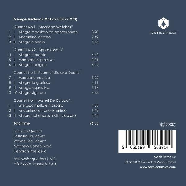 Eine Liste von Musikstücken und die Namen der Interpreten. Text: George Frederick McKay.