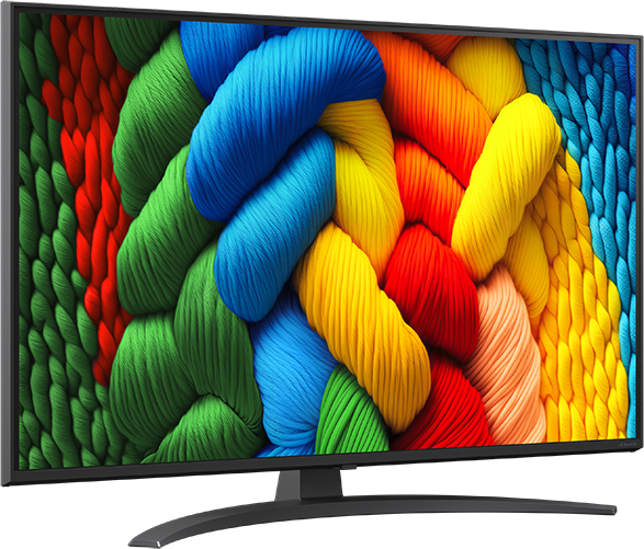 Közelkép egy TV képernyőjéről, amely színes absztrakt képet mutat.