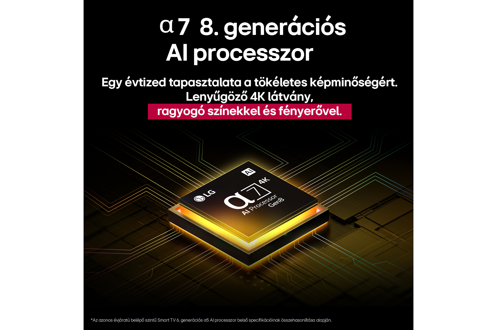 LG hirdetés az α7 AI processzorral és élénk színekkel kapcsolatban.