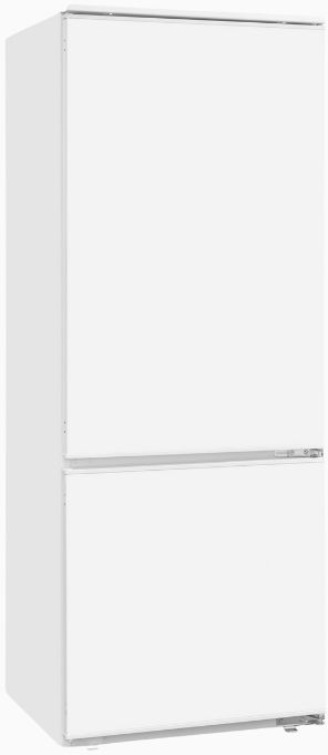 Weißer Kühlschrank mit geschlossenen Türen.