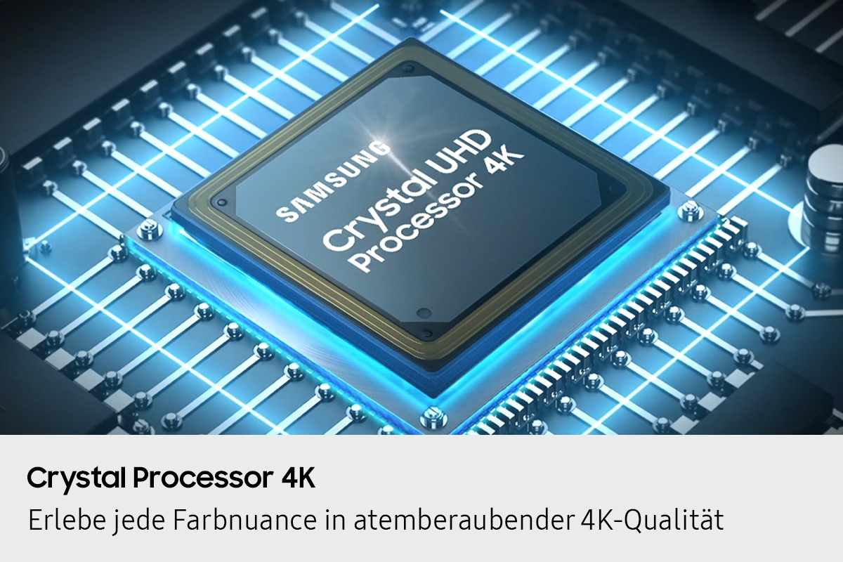 Primo piano del chip Samsung Crystal UHD Processor 4K.