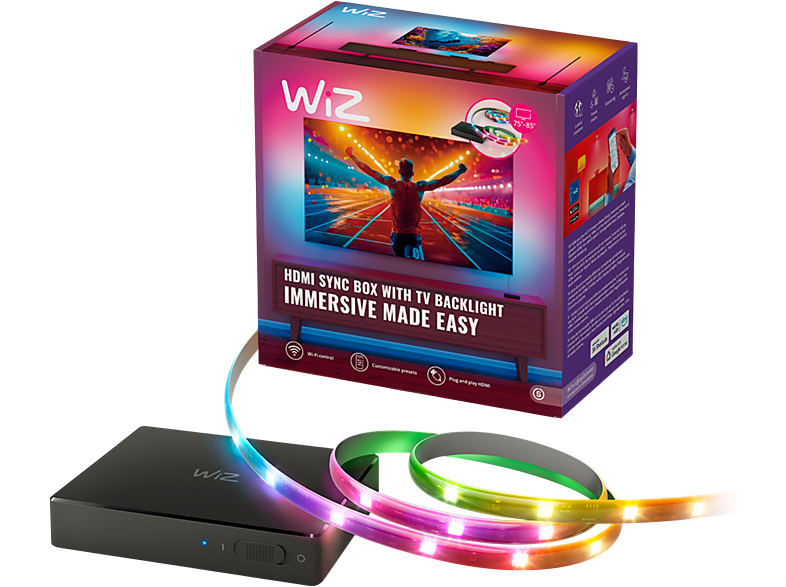 WIZ Hdmi sync Box Met Tv Verlichting + Rgbic Led Strip Voor 75-85'' Tv's
