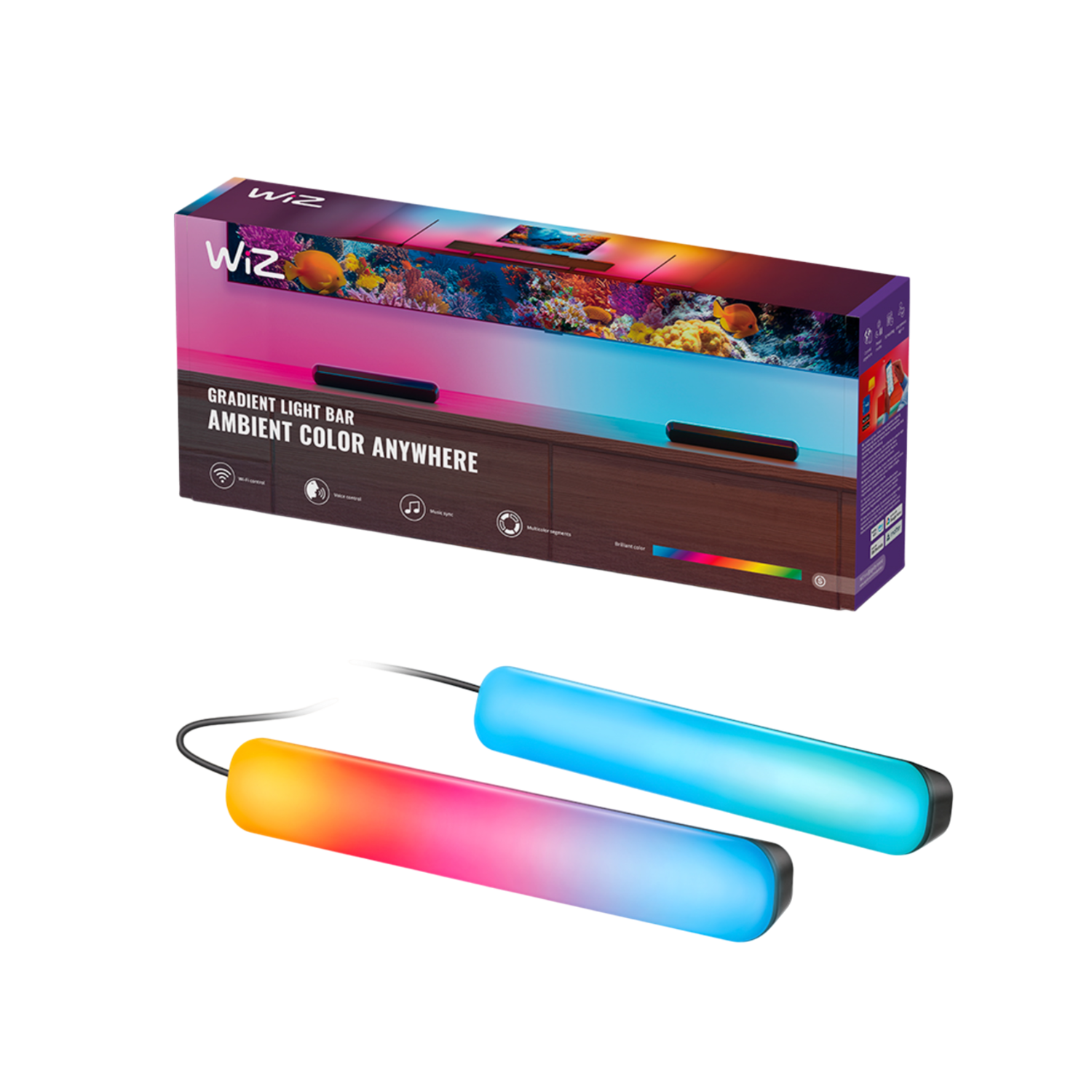 Wiz Gradient Light Bars - Entertainment Rgbic Meerdere Kleuren Tegelijk Eenvoudige Installatie 30 Cm Slimme Binnenarmatuur Zwart