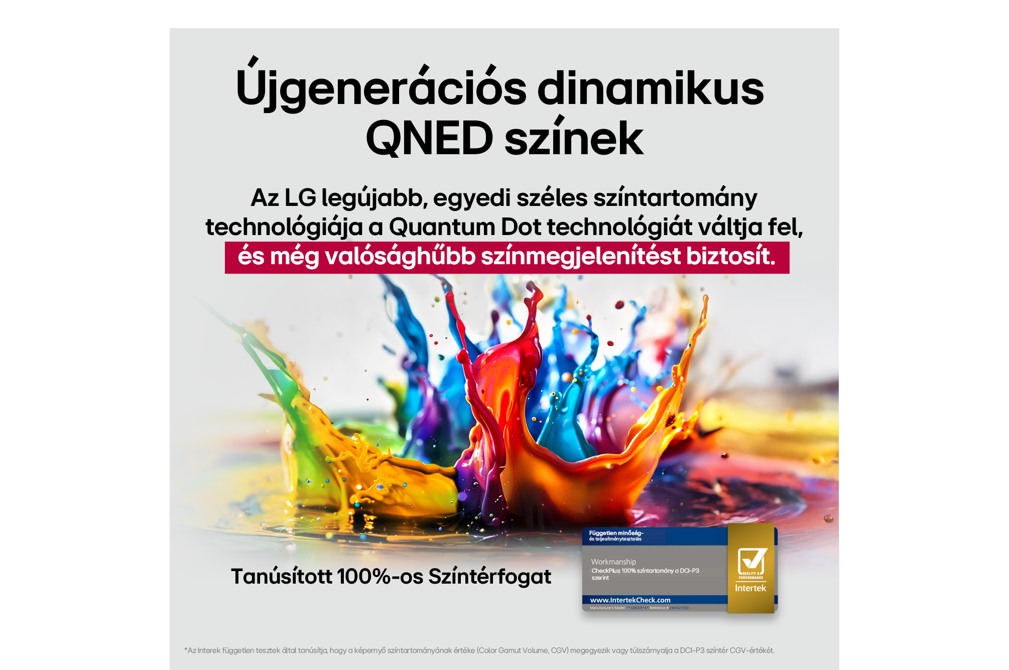 Festék fröccsenés kék, piros, sárga és zöld színekben. Egy tanúsítvány a jobb alsó sarokban.
