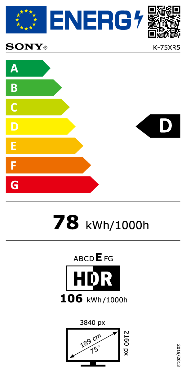 Energia címke egy TV-hez, amely C energiahatékonysági osztályát mutatja.