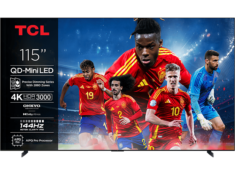 TV QD-Mini LED 115" - TCL 115C7K, UHD 4K, AiPQ Pro, Smart TV, DVB-T2 (H.265), 3000 nits, Negro