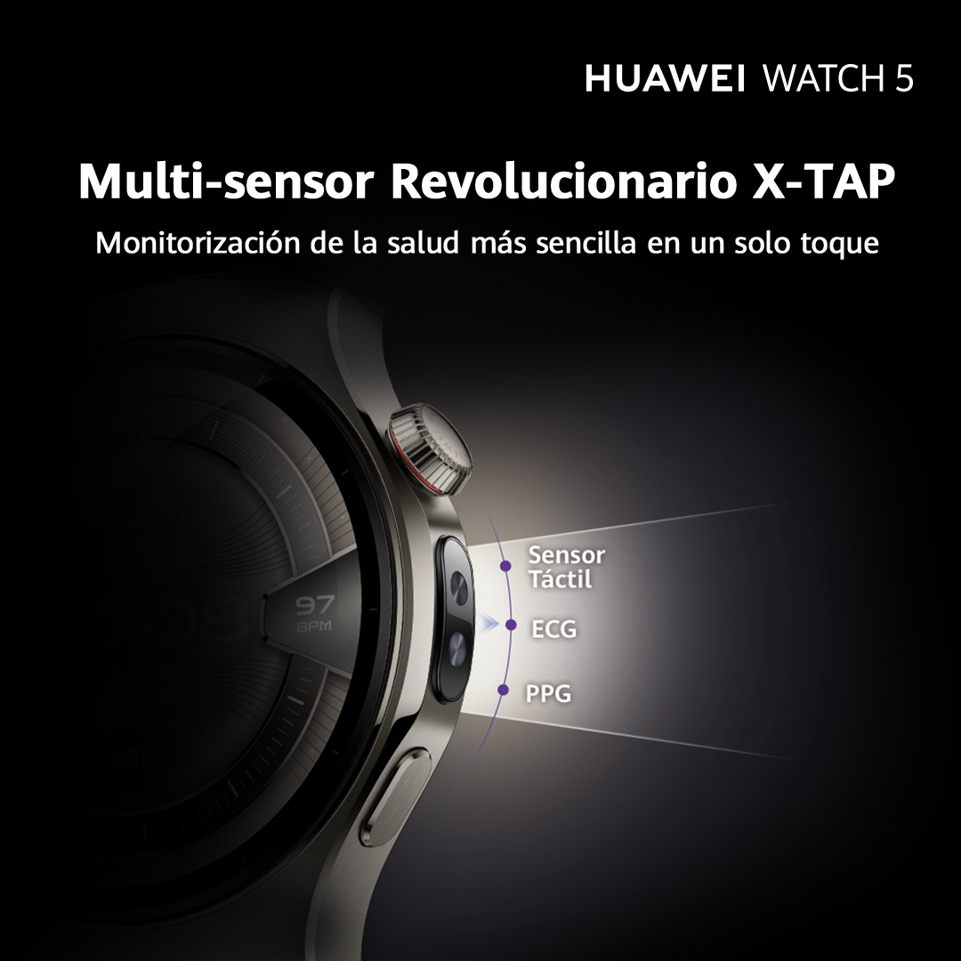 Primer plano de un reloj inteligente con texto sobre sensores y detalles del sensor.