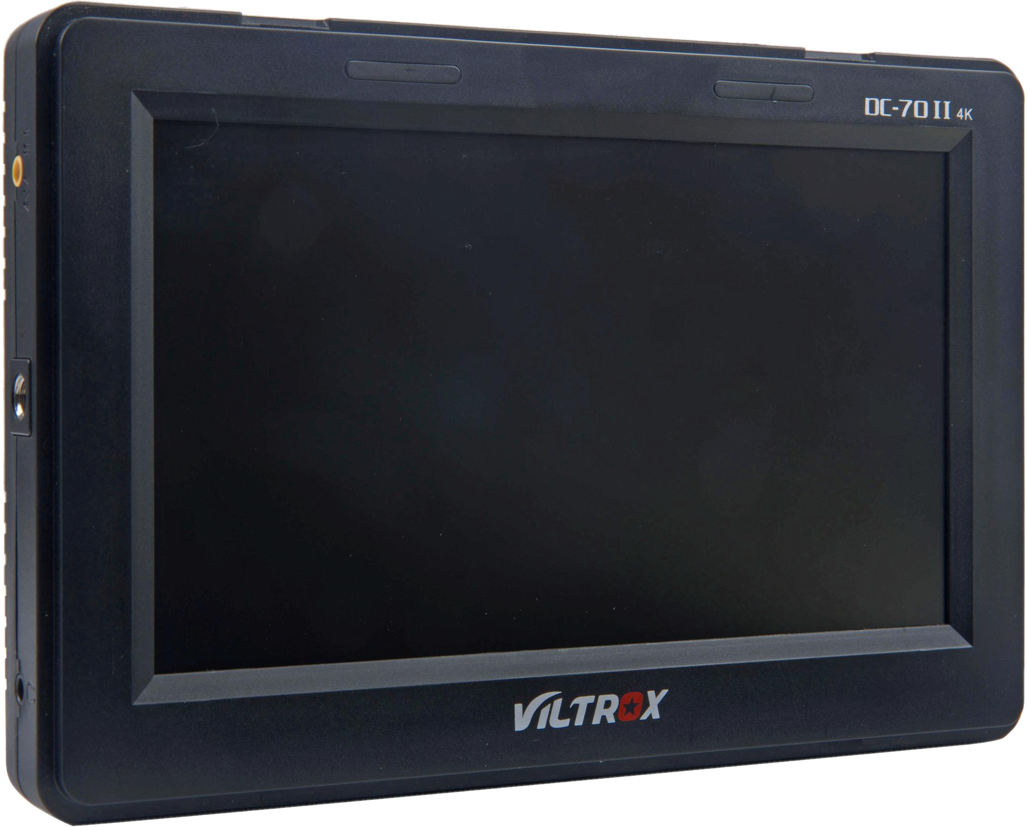 Moniteur Viltrox DC-70 II 4K noir. Écran éteint. Marque et modèle visibles sur le cadre.