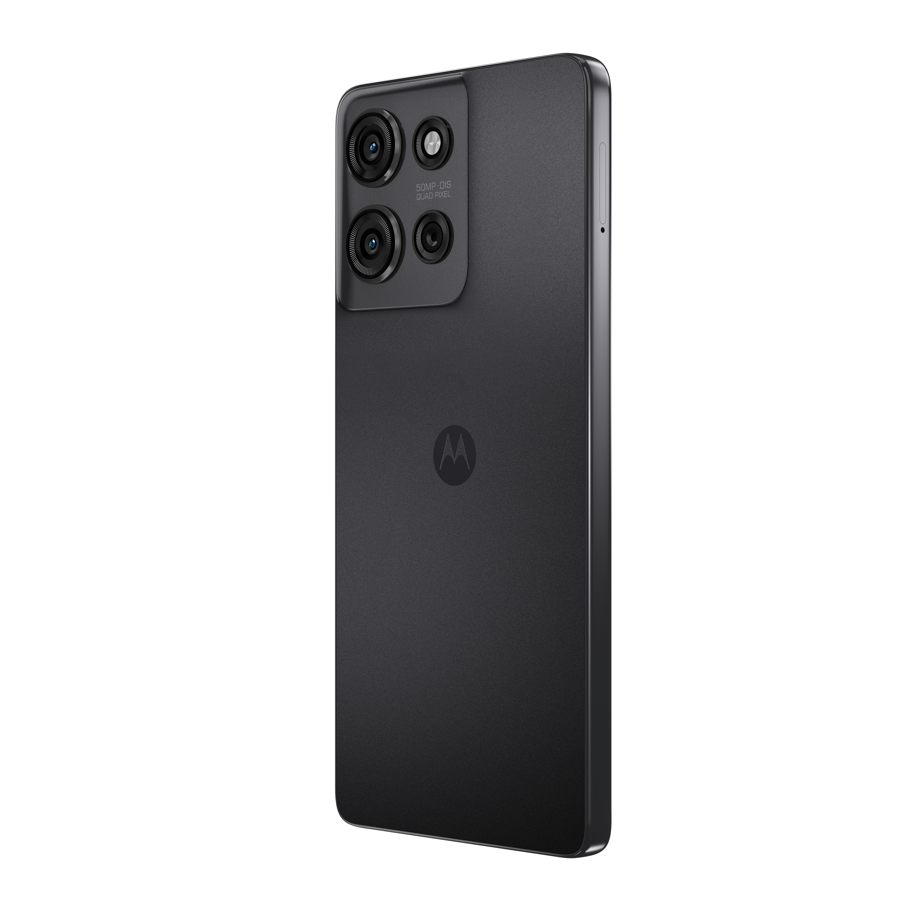 Schwarzes Telefon mit lila Seite.