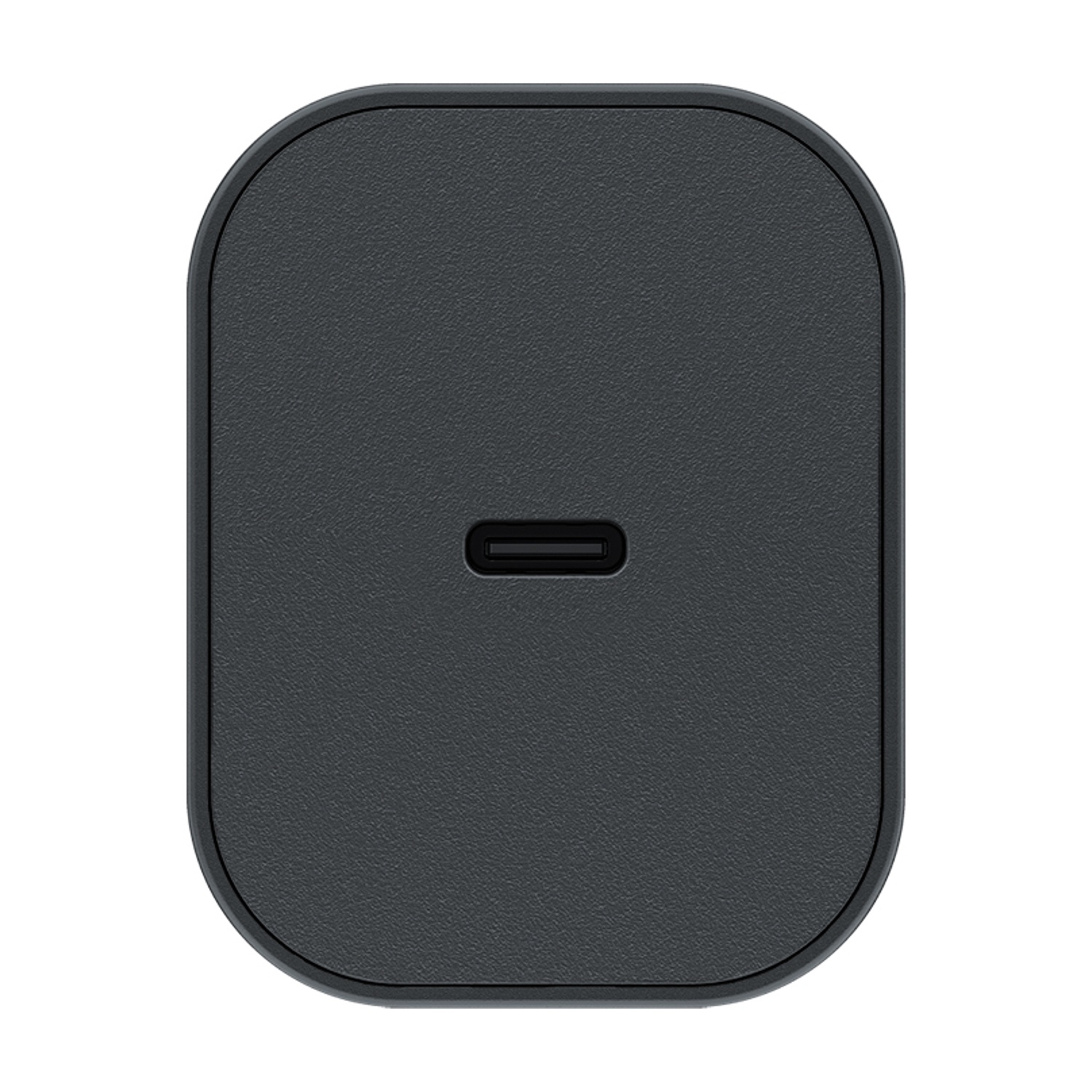 Caricabatterie Nintendo nero con porta USB-C, isolato su bianco.