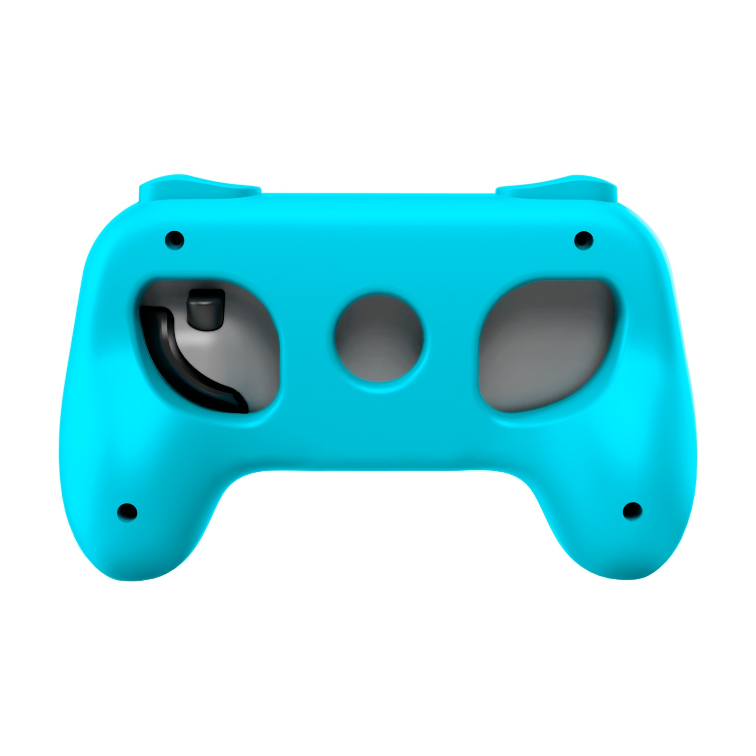 Un'impugnatura del controller blu per Nintendo Switch, con interno grigio. L'impugnatura ha un design a maniglia.