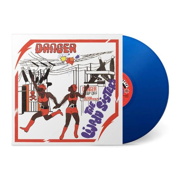 Albumcover: zwei Frauen in Rot, mit Elektrizitätssymbolen und einer blauen Schallplatte.