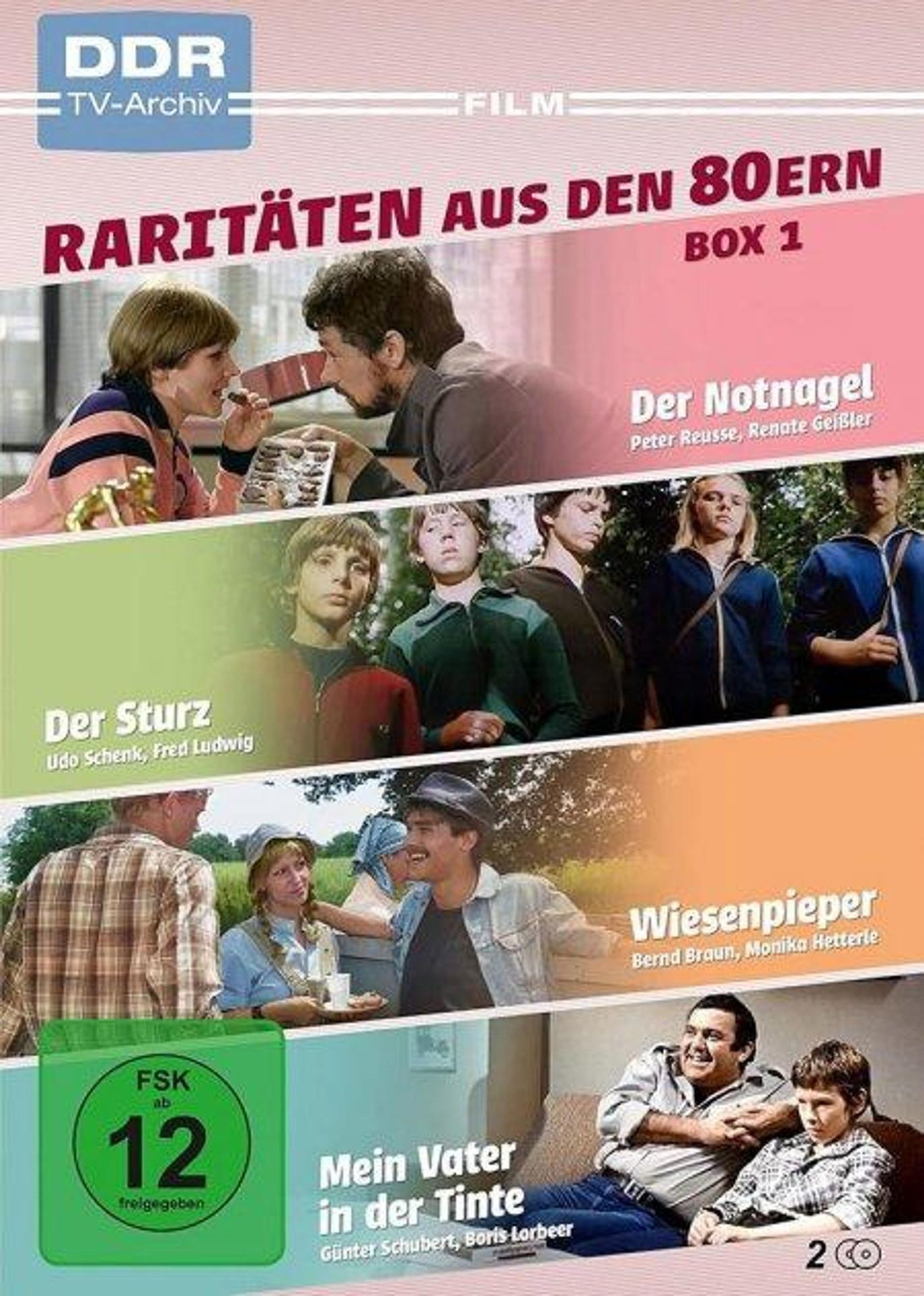 DVD-Box. Mehrere Filmcover aus den 80er Jahren mit Text und Bildern.