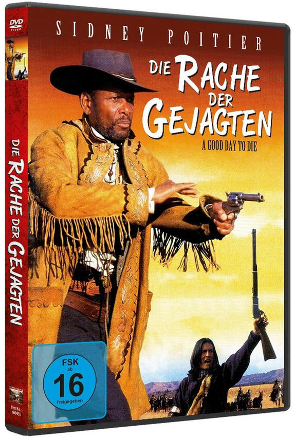 DVD-Cover eines Films. Mann zeigt mit Waffe, ein anderer hält Gewehr.