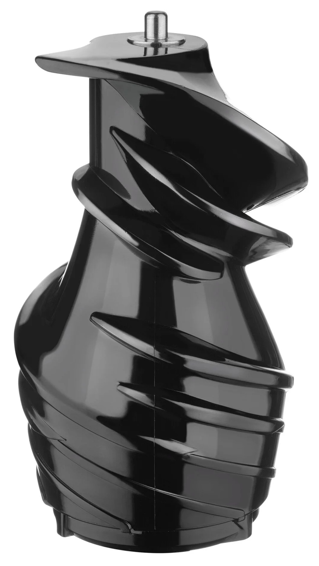 Czarna śruba do wyciskarki, element w kształcie spirali.