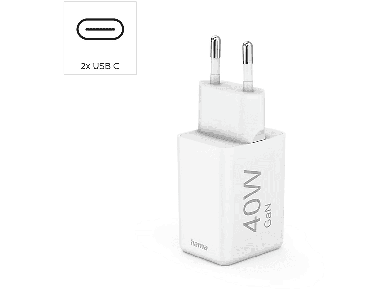 HAMA Super Mini USB-C Mini-Ladegerät Universal, Weiß