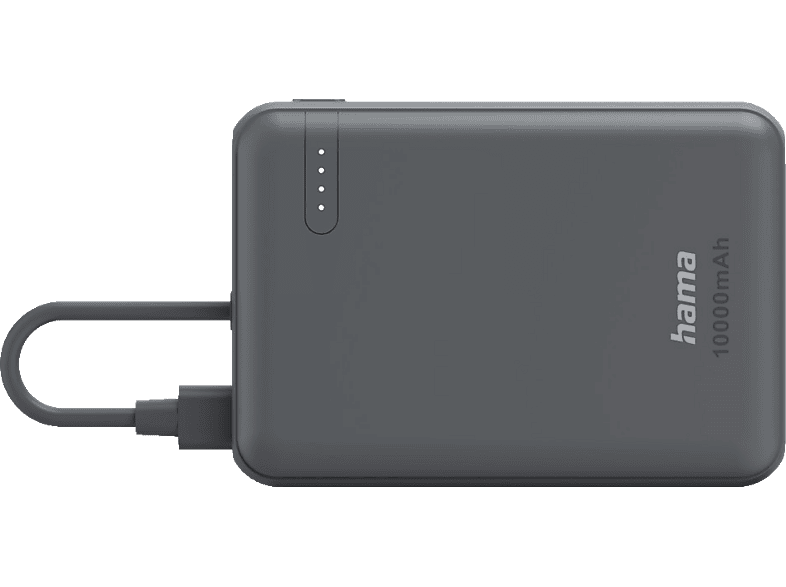 Hama Power Pack  Travel  mit Kabel, 10000mAh, 2 Ausgänge: 2x USB-C, Anthrazit Powerbank Anthrazit S
