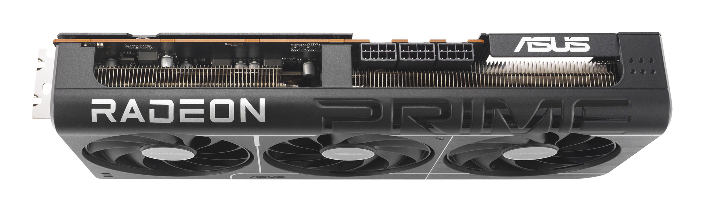 Eine schwarze Grafikkarte mit dem ASUS-Logo und dem Wort RADEON PRIME.