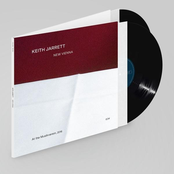 Albumcover: Keith Jarrett, weißes und weinrotes Cover mit schwarzer Vinyl-Schallplatte.