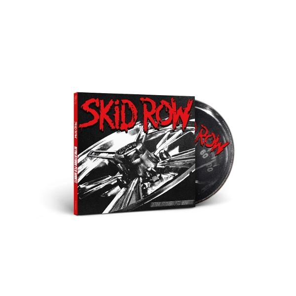 Albumcover: Skid Row, mit einem Autoteil im Zentrum. Rotes und schwarzes Farbschema.