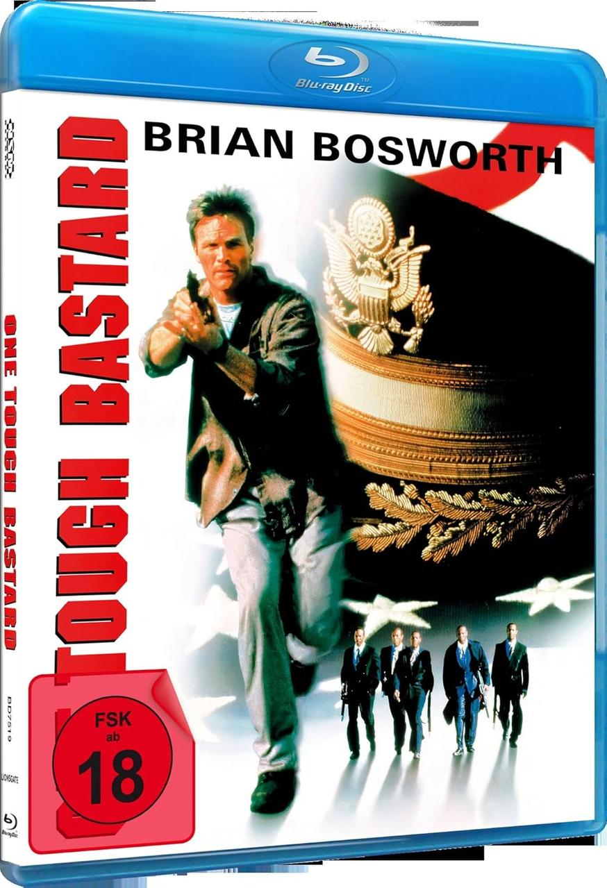 Blu-ray-Filmcover. Mann zielt mit einer Waffe. Titel: Tough Bastard. Enthält Schauspieler und 18er-Einstufung.