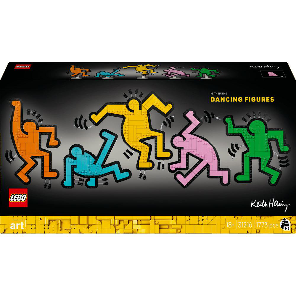 Lego Keith Haring Dancing Figures Box-Art mit dem Design der tanzenden Figuren.