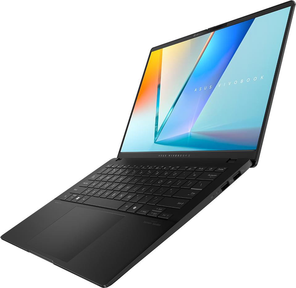 Egy fekete laptop nyitva kék háttér előtt.