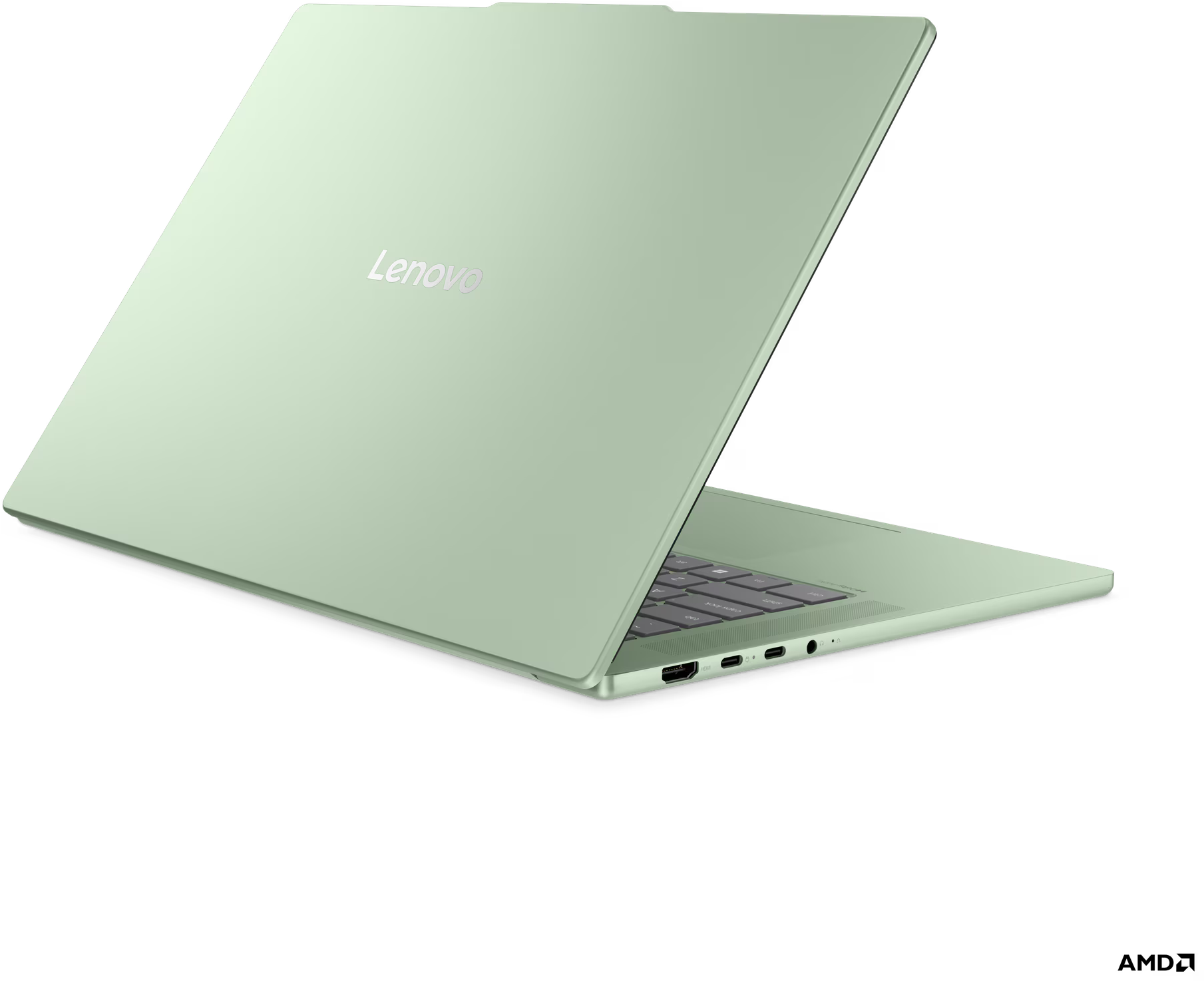 Zöld laptop fekete háttérrel.