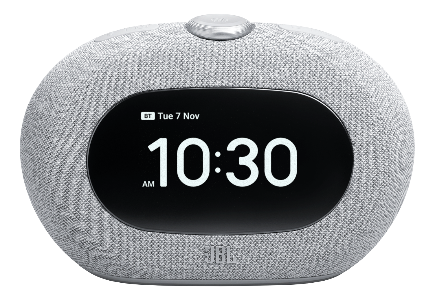 JBL Horizon 3, gris, affichant 10h30, avec icône Bluetooth et date.