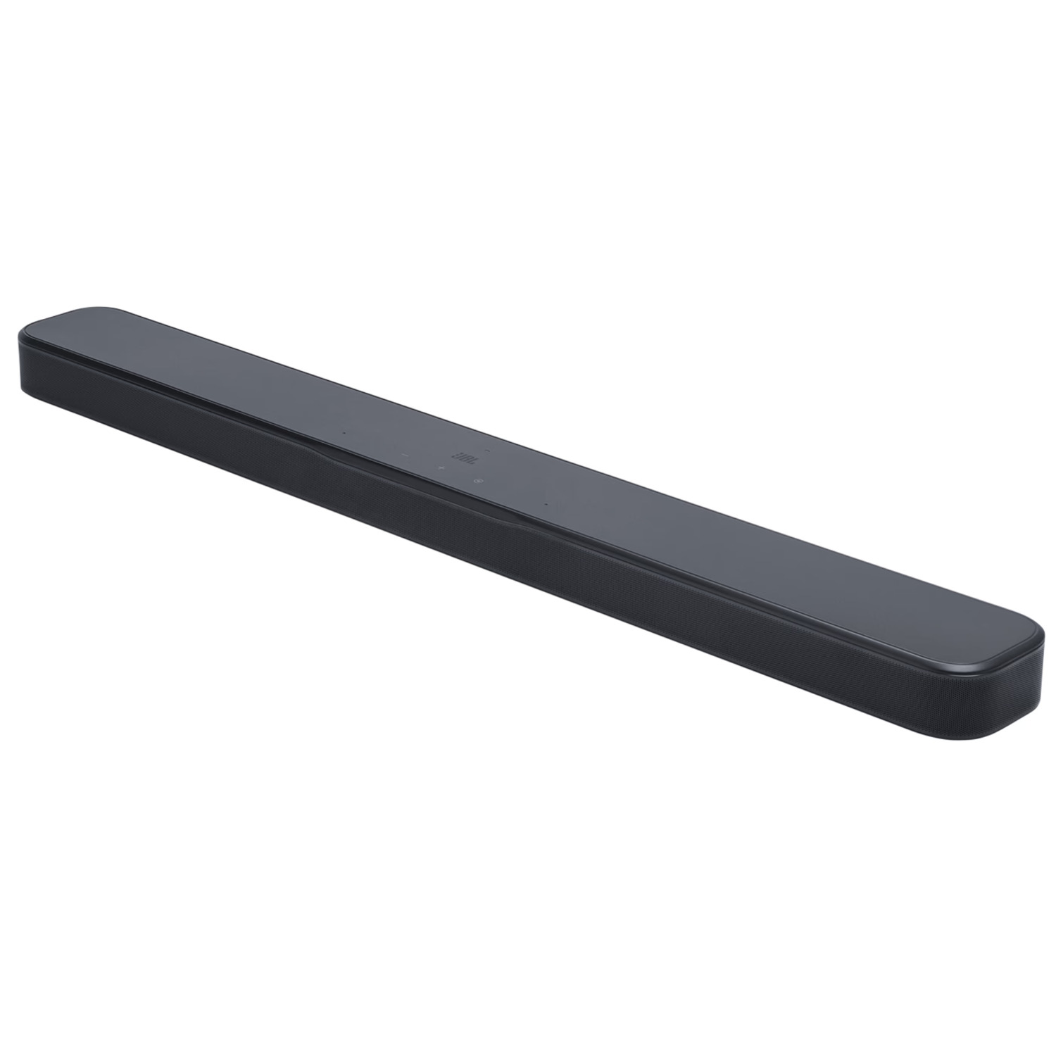 Barre de son noire sur fond blanc. L'appareil est rectangulaire et horizontal.