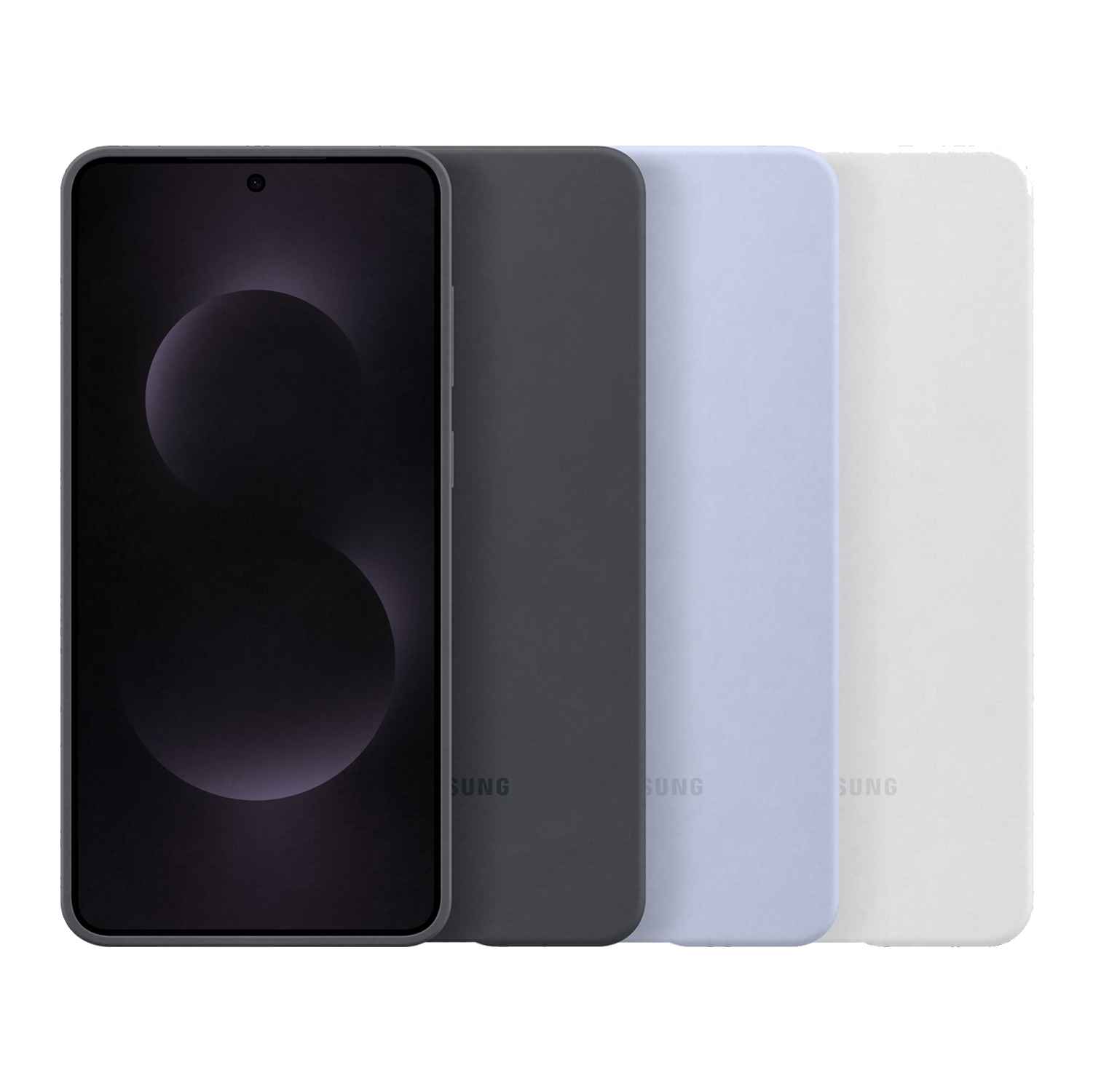 Cuatro fundas para teléfono de diferentes colores, con un teléfono a la izquierda.