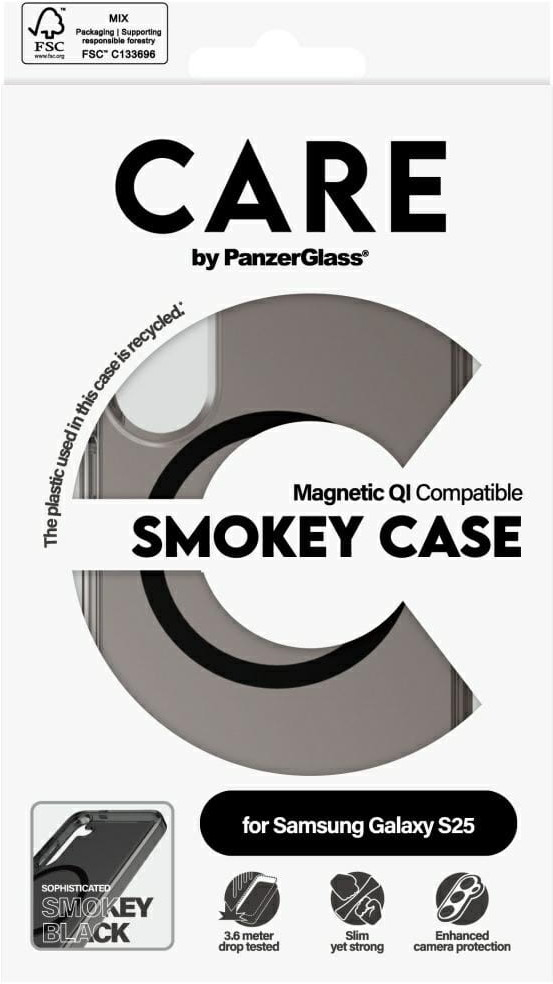 Pudełko na etui na telefon z tekstem i zdjęciami, z etui w środku.