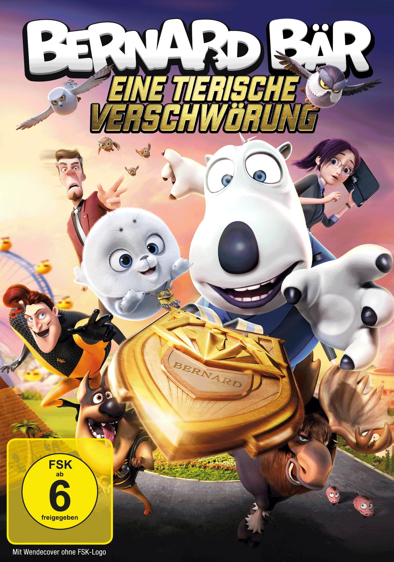 DVD-Cover, 'Bernard Bär'. Zeichentrickfilm mit Tieren, Bär und Riesenrad.