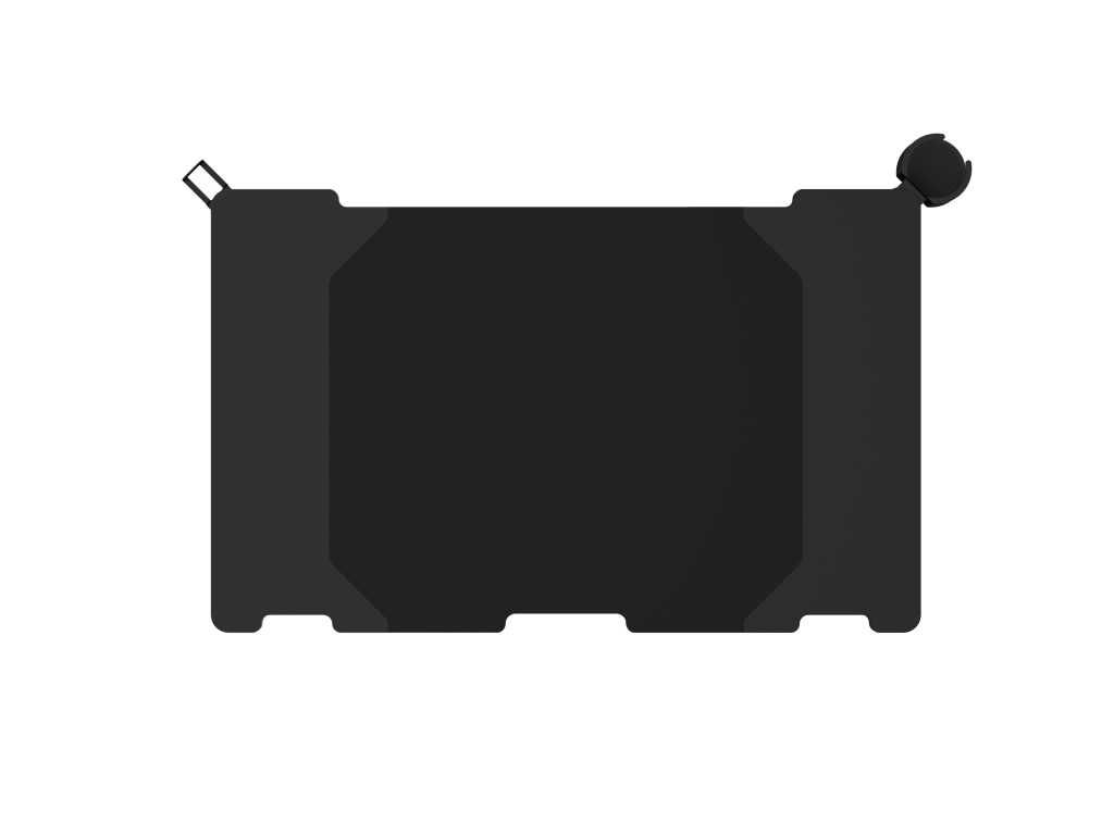 Widok z góry na czarny stół gamingowy. Czarne tło.