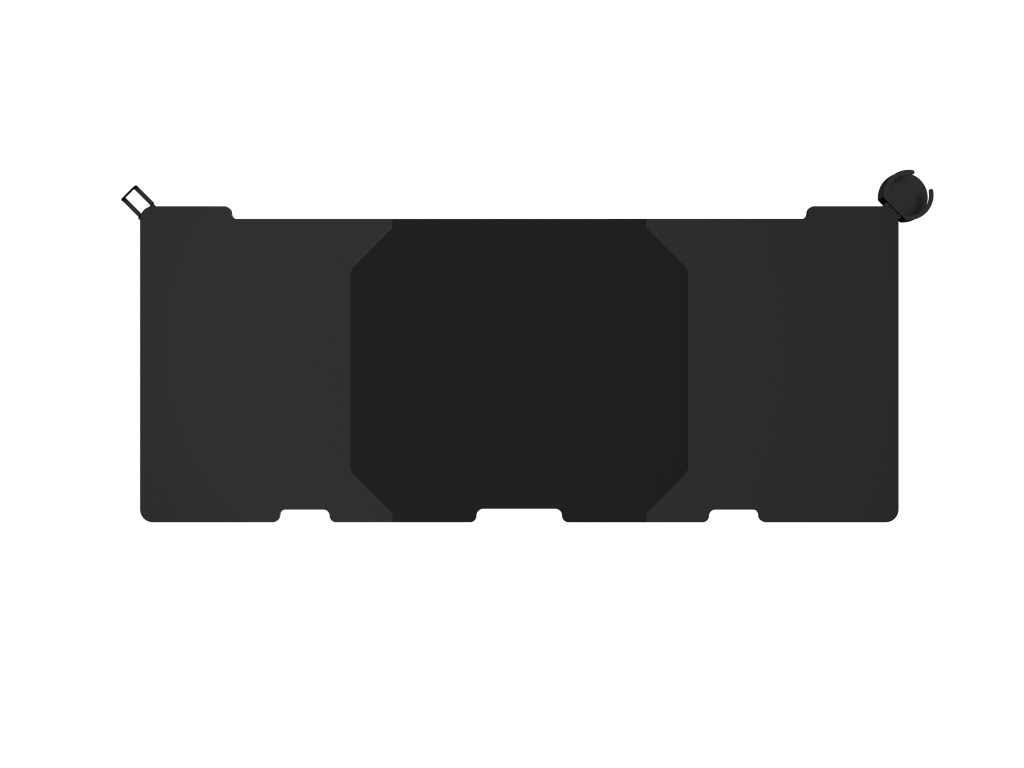 Widok z góry na czarny stół do gier. Biurko ma unikalny kształt i wzornictwo.