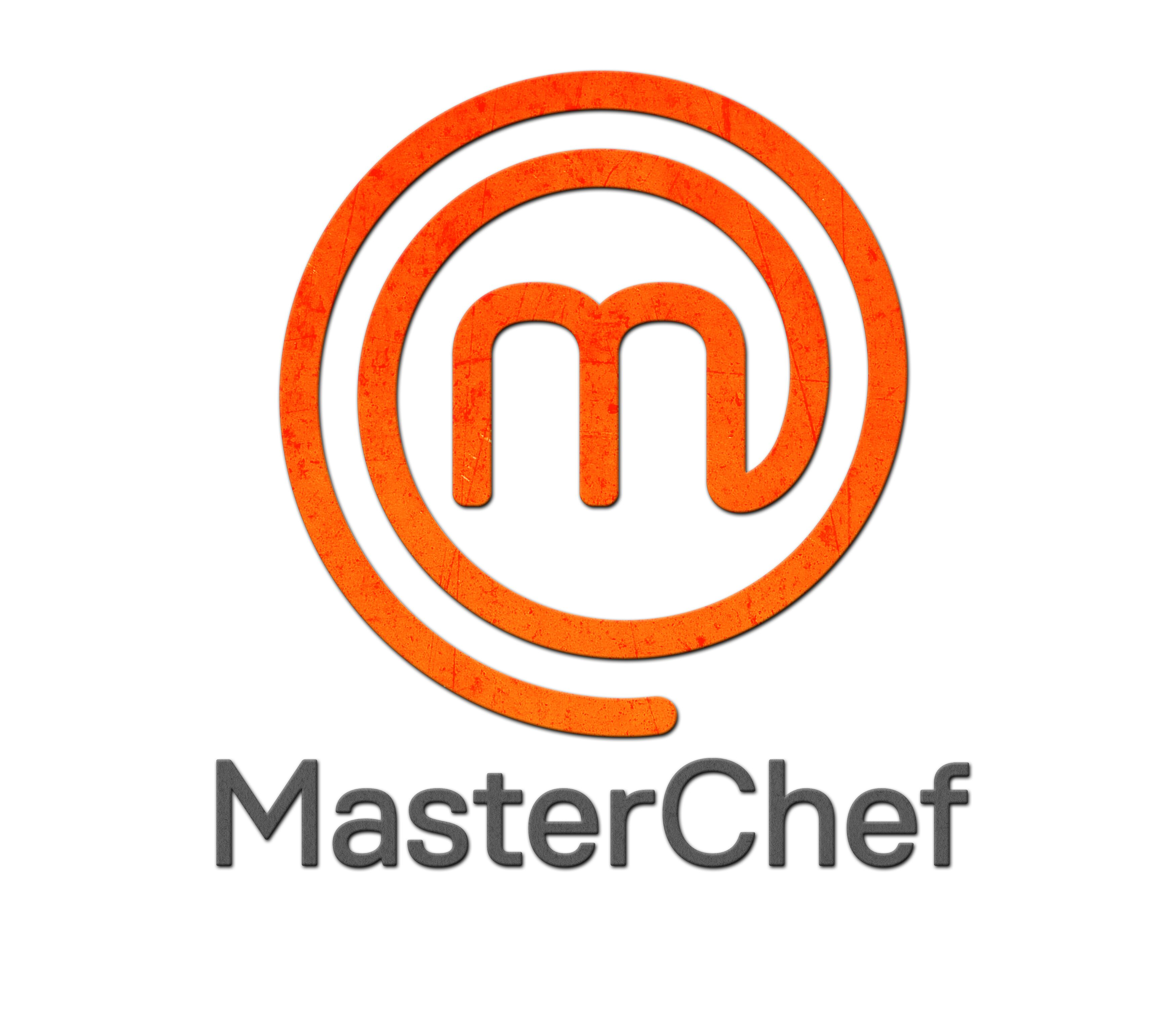 Logotipo de MasterChef. Círculo doble naranja con una 'M' dentro. Texto gris debajo.
