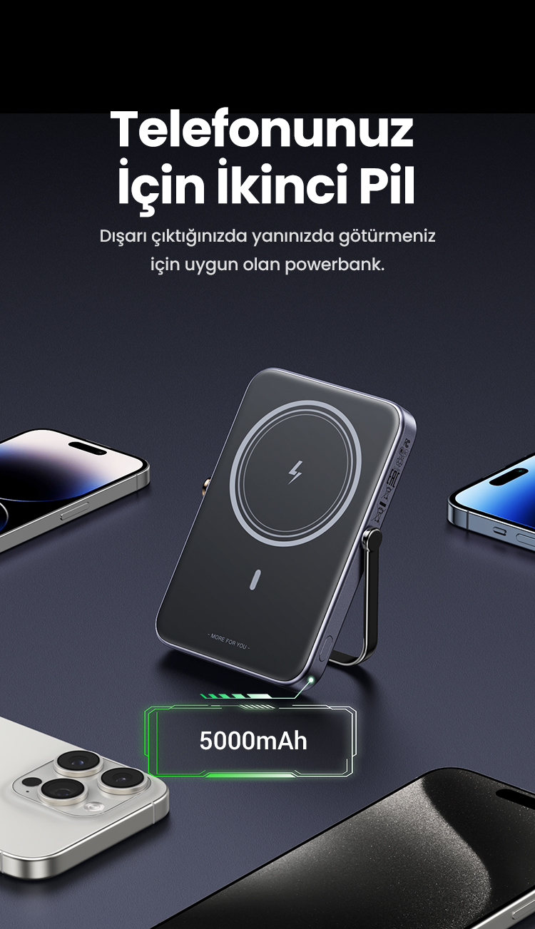 Telefon ve 5000mAh etiketi olan bir UGREEN powerbank.