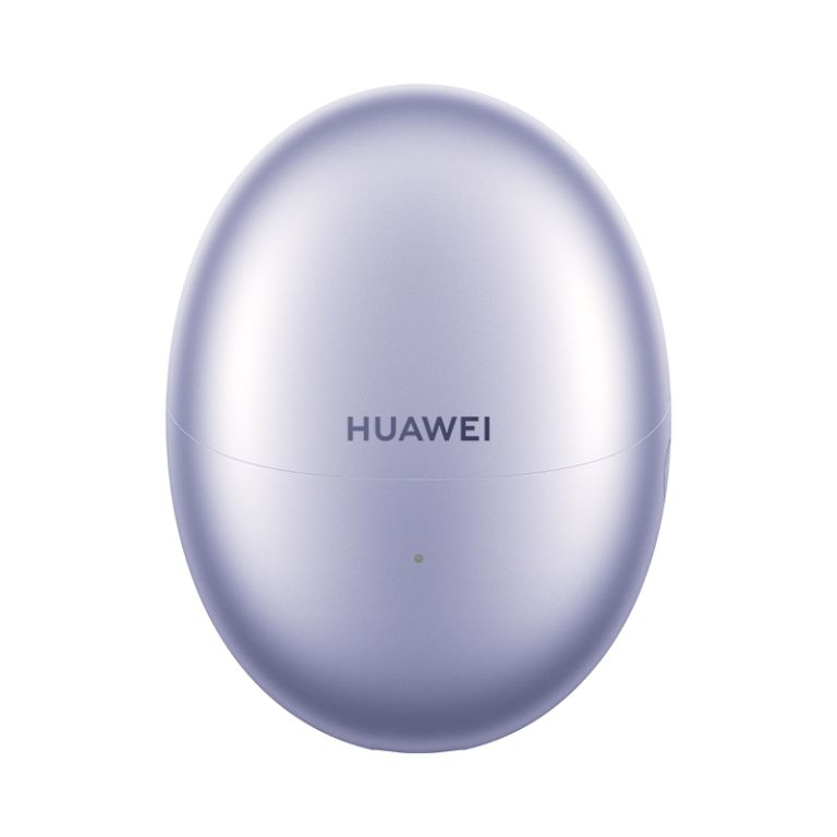 Ein lavendelfarbenes Ohrhörer-Etui, geschlossen. Das Huawei-Logo befindet sich auf dem Etui. Der Hintergrund ist weiß.