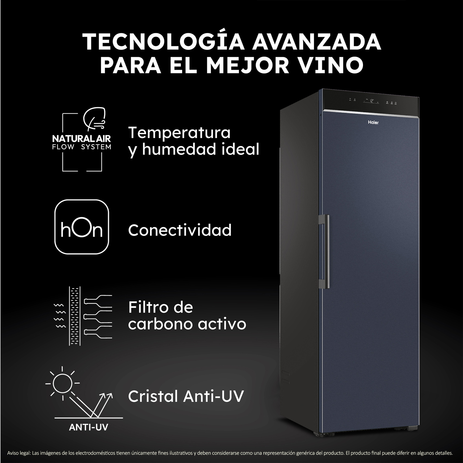 Tecnología avanzada para un mejor vino, con características detalladas.