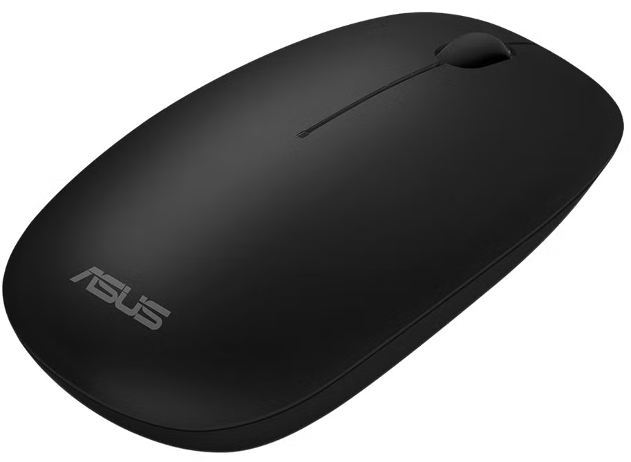 Fekete ASUS egér logóval és görgetőkerékkel.