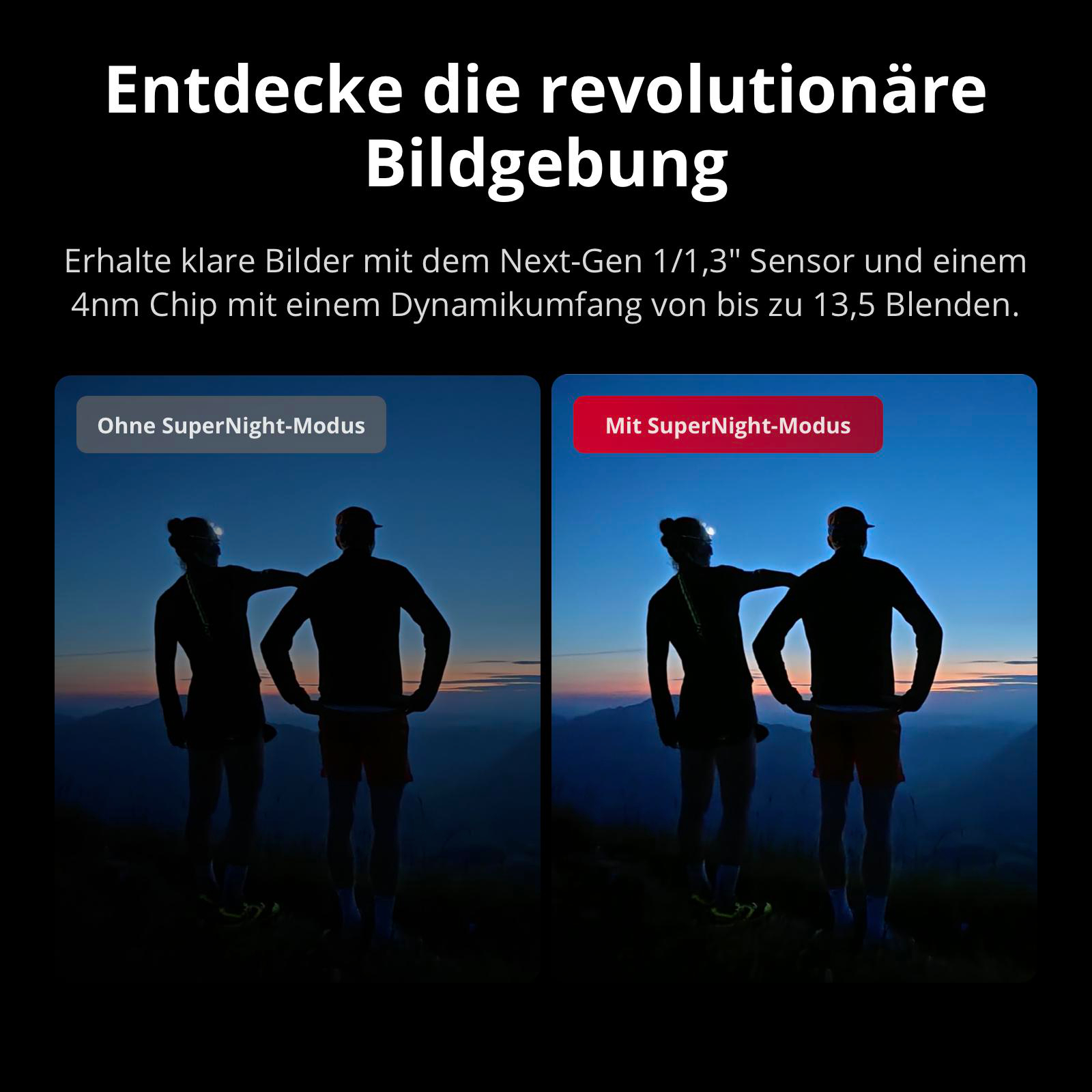 Bildvergleich Nachtmodus aus und ein mit zwei Personen.