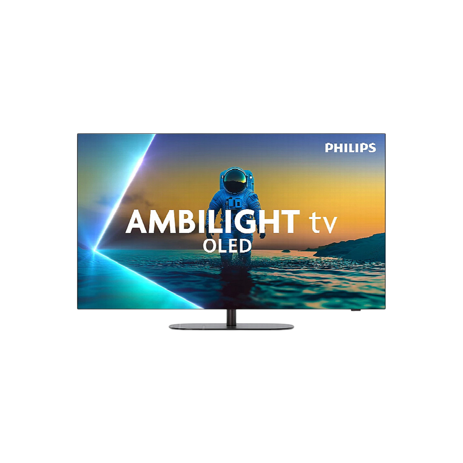 TV OLED avec Ambilight, montrant un astronaute sur une surface d'eau.