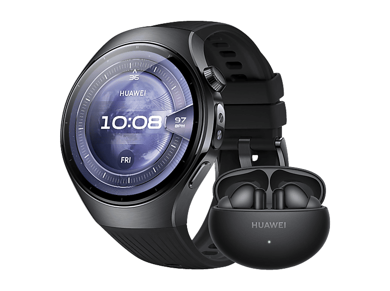 HUAWEI Watch 5 46 + Freebuds 6i Smartwatch Fluorelastomer, 140-210 mm, Midnight Black