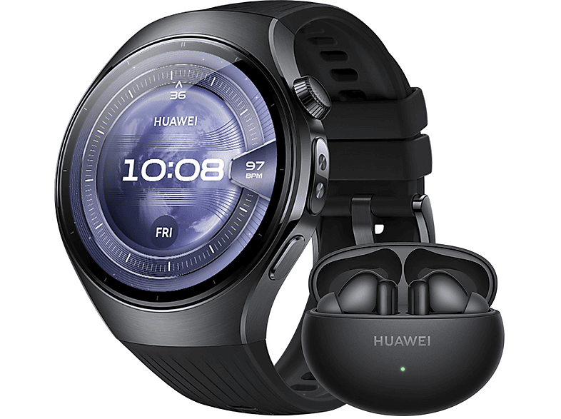 HUAWEI Watch 5 46 + Freebuds 6i Smartwatch Fluorelastomer, 140-210 mm, Midnight Black