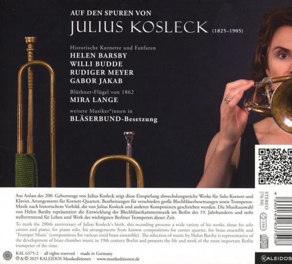 Albumcover mit einer Frau, die Trompete spielt. Text: Julius Kosleck.