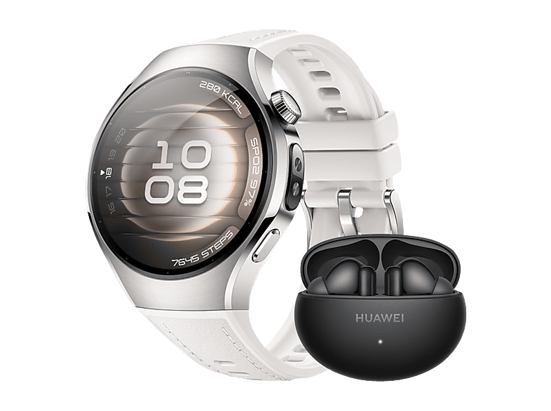 HUAWEI Watch 5 42 + Freebuds 6i Smartwatch Kompositarmband, 120-190 mm, Moon White