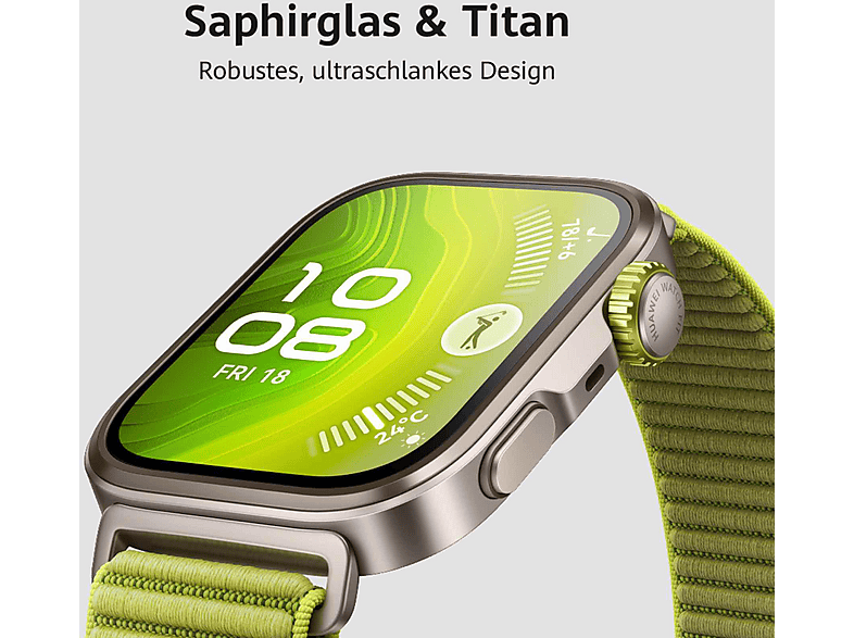 Thumbnail - HUAWEI Fit 4 Pro + Freebuds SE 2 Smartwatch Nylonarmband, 120-190 mm, Green