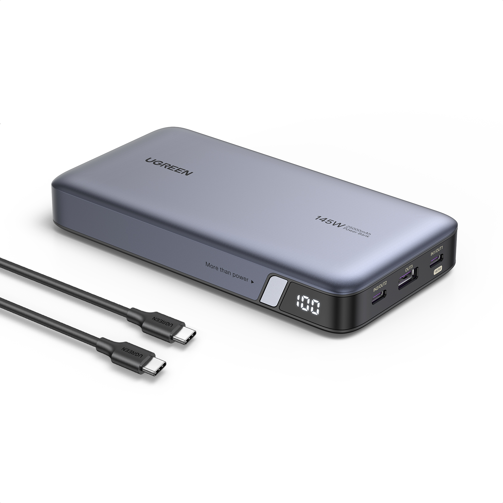 Çoklu güvenlik koruması özelliklerini gösteren, güvenlik ikonlu powerbank.